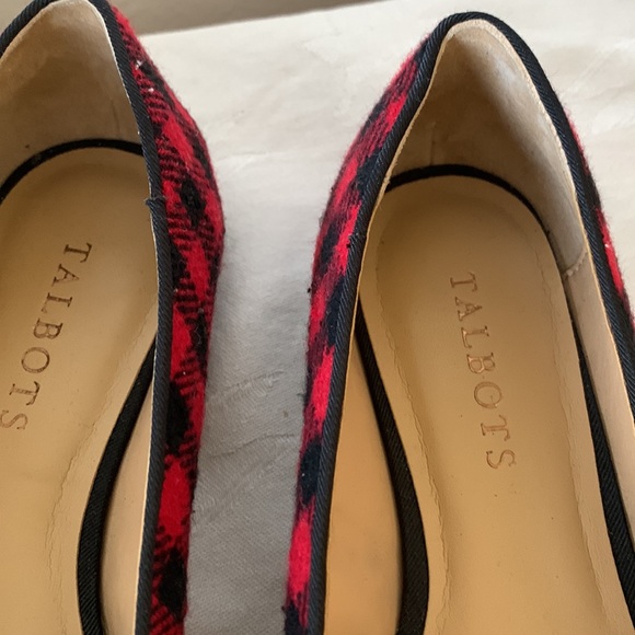Talbots Red and Black Plaid Cloth Ballet Flats - size 7.5 - Picture 4 of 9